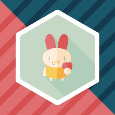 Paskalya tavşanı düz simgesi ile uzun gölge, eps10