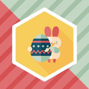 Paskalya tavşanı düz simgesi ile uzun gölge, eps10