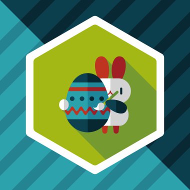 Paskalya tavşanı düz simgesi ile uzun gölge, eps10