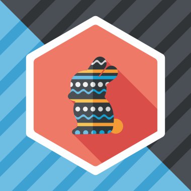 Paskalya tavşanı düz simgesi ile uzun gölge, eps10