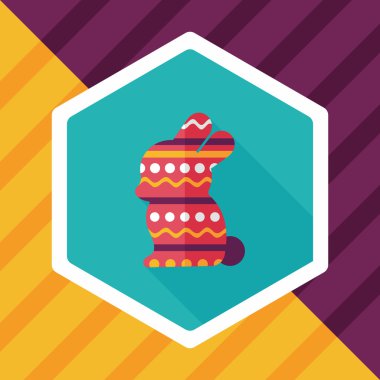 Paskalya tavşanı düz simgesi ile uzun gölge, eps10