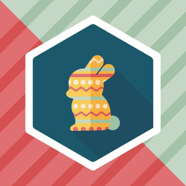 Paskalya tavşanı düz simgesi ile uzun gölge, eps10