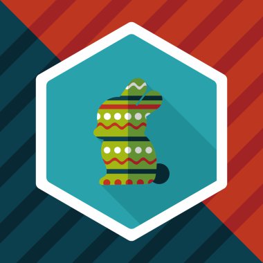 Paskalya tavşanı düz simgesi ile uzun gölge, eps10