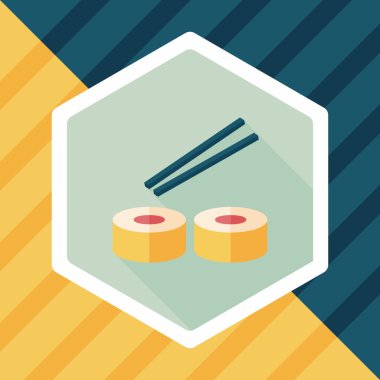 suşi uzun gölge, eps10 düz simgesiyle