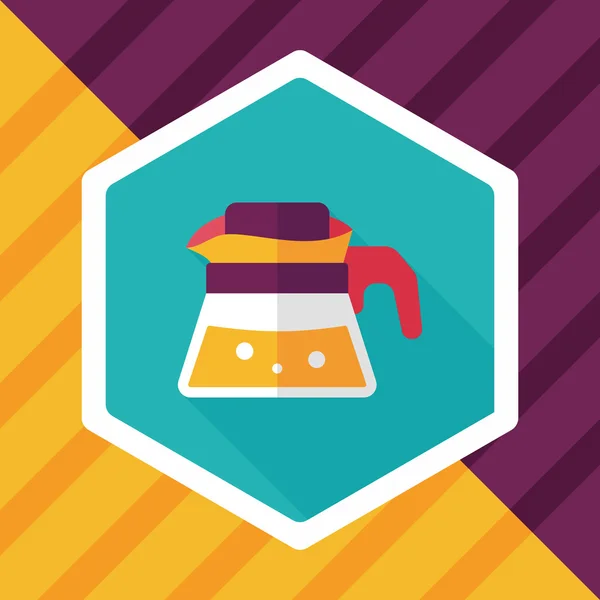 Kaffekedel flad ikon med lang skygge, eps10 – Stock-vektor