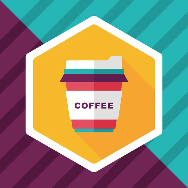 Take eaway coffee flat icon with long shadow, eps10 — стоковый вектор