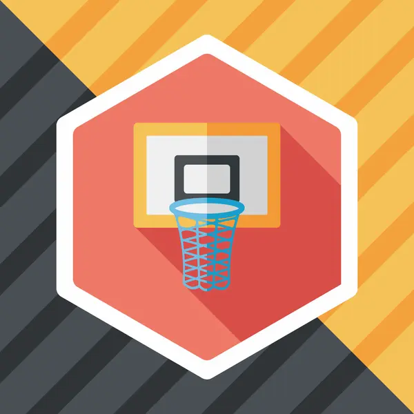 Icono plano de baloncesto con sombra larga, eps10 — Vector de stock