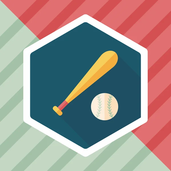 Béisbol icono plano con sombra larga, eps10 — Vector de stock