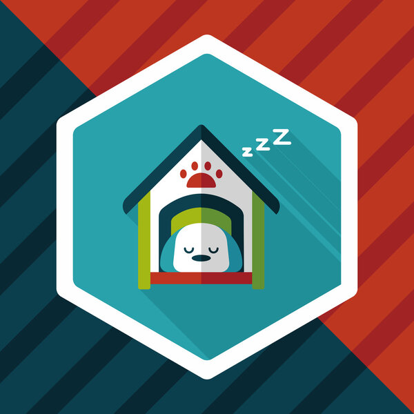 Pet dog house flat icon with long shadow,eps10