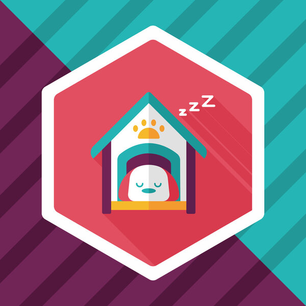 Pet dog house flat icon with long shadow,eps10