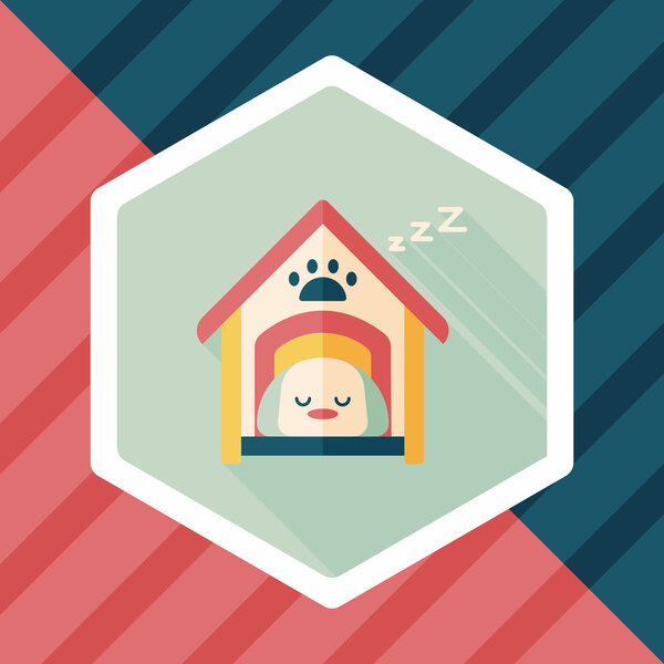 Pet dog house flat icon with long shadow,eps10