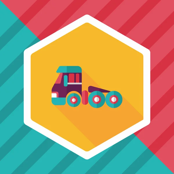 Transporte Camión de remolque icono plano con sombra larga, eps10 — Vector de stock