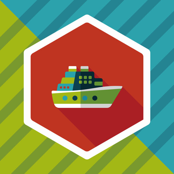 Transportation ferry flat icon with long shadow,eps10