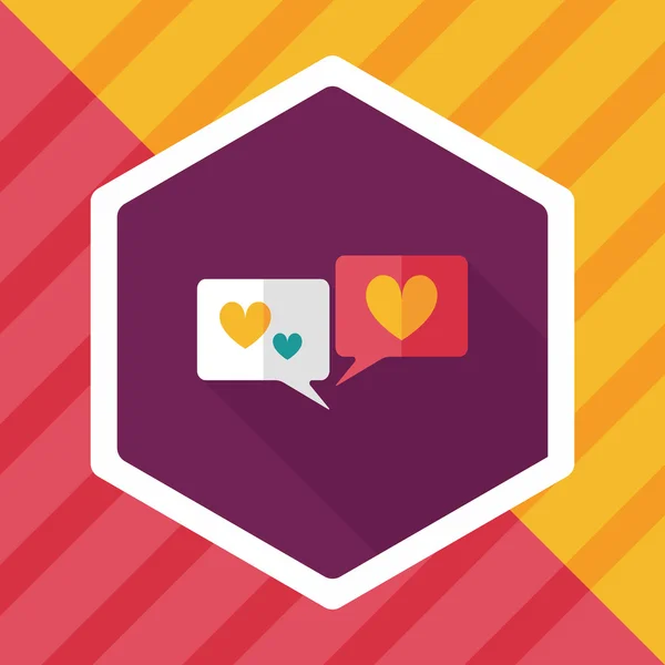 Día de San Valentín mensaje de amor teléfono icono plano con sombra larga, ep — Vector de stock