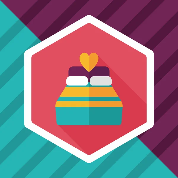 Valentine's Day lover bed flat icon with long shadow, eps10 — Image vectorielle