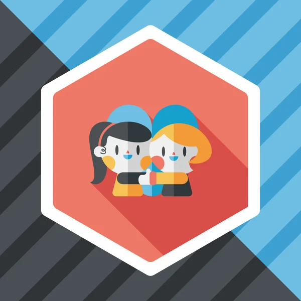 San Valentín pareja icono plano con sombra larga, eps10 — Vector de stock