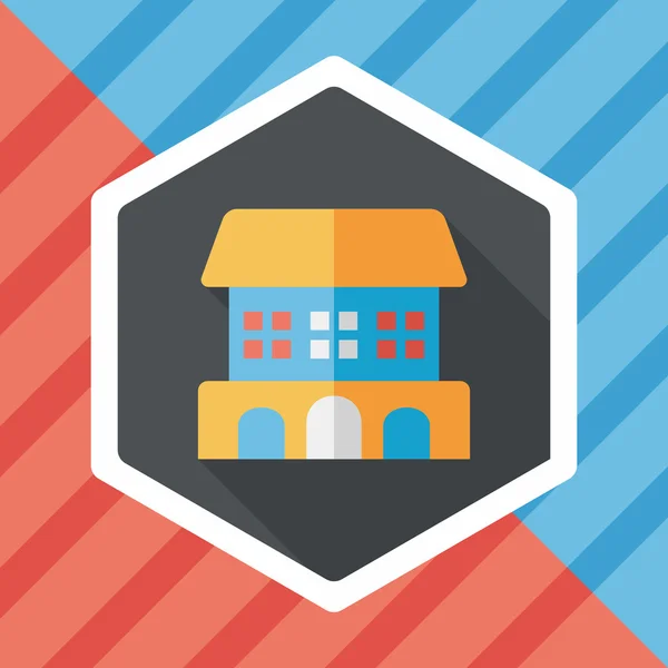 Building flat icon with long shadow, eps10 — стоковый вектор