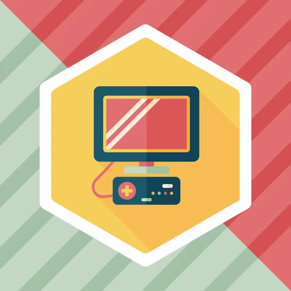 TV juego icono plano con sombra larga, eps10 — Vector de stock