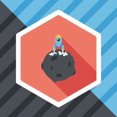 Uzay gezegen ve uzay gemisi uzun gölge, eps10 düz simgesi