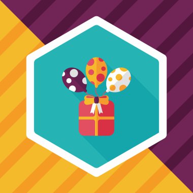 doğum günü düz simgesi uzun gölge, eps10 sunar.