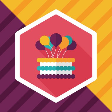 doğum günü pastası düz simgesi ile uzun gölge, eps10
