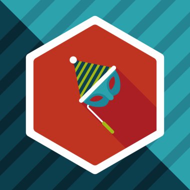 doğum günü parti maskesi düz simgesiyle uzun gölge, eps10