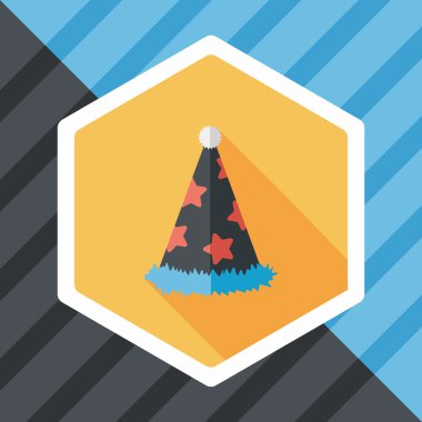 doğum günü partisi şapka düz simgesiyle uzun gölge, eps10