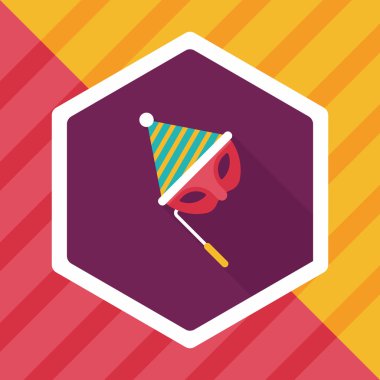 doğum günü parti maskesi düz simgesiyle uzun gölge, eps10