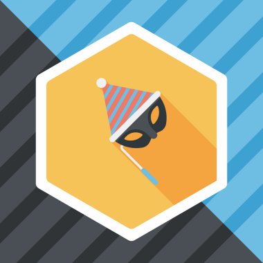 doğum günü parti maskesi düz simgesiyle uzun gölge, eps10