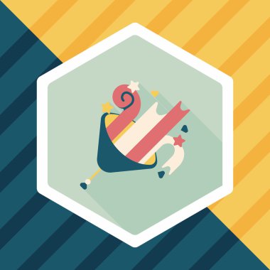 doğum günü partisi boynuz düz simgesiyle uzun gölge, eps10