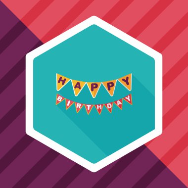 doğum günü parti bayrağı simgesi ile uzun gölge, eps10 düz