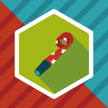 doğum günü partisi boynuz düz simgesiyle uzun gölge, eps10