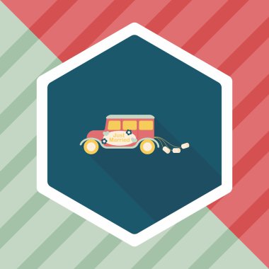 Düğün araba düz simgesi ile uzun gölge, eps10