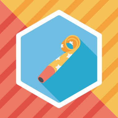 doğum günü partisi boynuz düz simgesiyle uzun gölge, eps10