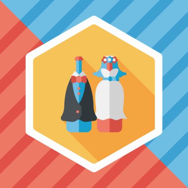 Düğün Çift düz simgesi ile uzun gölge, eps10