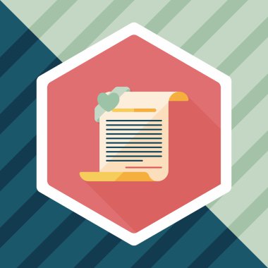 evlilik belge düz simgesi ile uzun gölge, eps10