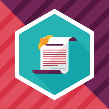 evlilik belge düz simgesi ile uzun gölge, eps10