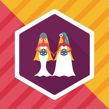 Düğün Çift düz simgesi ile uzun gölge, eps10