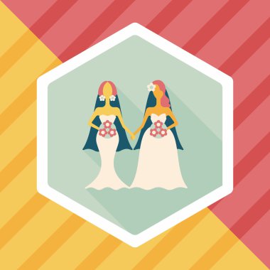 Düğün Çift düz simgesi ile uzun gölge, eps10