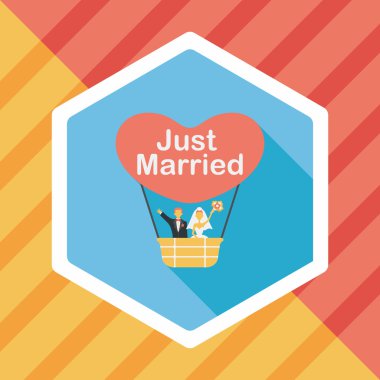 Düğün Çift düz simgesi ile uzun gölge, eps10