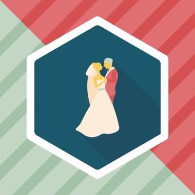 Düğün Çift düz simgesi ile uzun gölge, eps10