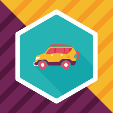 Uzun gölge ile ulaşım Spor Utility araç düz simgesi