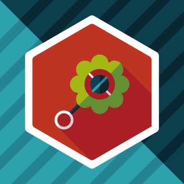 Bebek çıngırağı düz simgesi ile uzun gölge, eps10