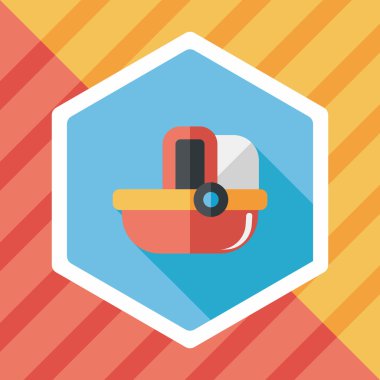 Bebek beşik yatak düz simgesiyle uzun gölge, eps10