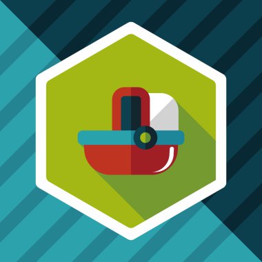 Bebek beşik yatak düz simgesiyle uzun gölge, eps10