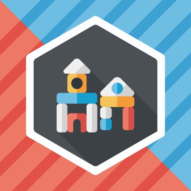 uzun gölge ile tuğla ev düz simgesi