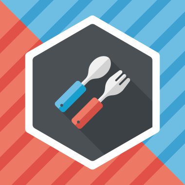 Uzun Gölge, eps10 düz simgesiyle dishware ve çatal bıçak takımı