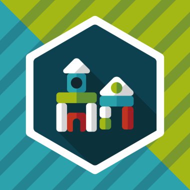 uzun gölge ile tuğla ev düz simgesi