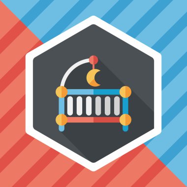 Bebek beşik yatak düz simgesiyle uzun gölge, eps10