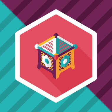 Bebek beşik yatak düz simgesiyle uzun gölge, eps10